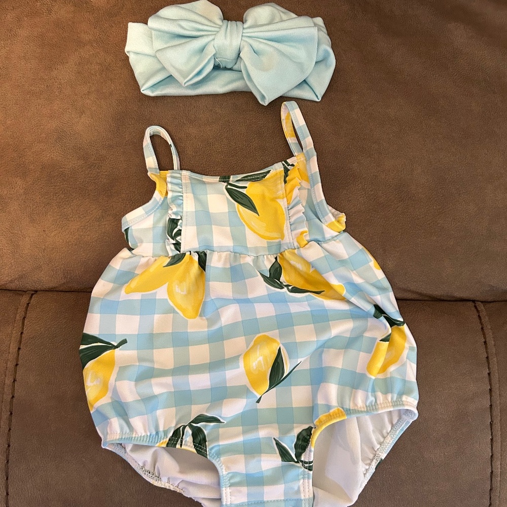 Carter’s lemon print gingham swim